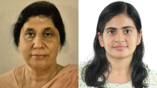 Late Indian virologist Asha Mathur (left) and Valiyaveettil Sreelakshmi, the first-ever recipient of Prof. Asha Mathur Research Fellowship. (Photo provided)