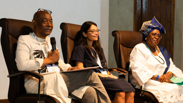 From left: Moctar Touré, Emeritus Professor, Senegal; Payal Patel, TWAS Associate Programme Officer; and Elizabeth Rasekoala, President of The Pan-African Network for the Popularization of Science & Technology and Science Communication (African Gong). (Photo: G. Ortolani/TWAS)