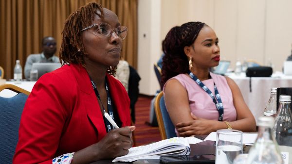 Juliah Wangari Muriuki (left), Jomo Kenyatta University of Agriculture and Technology Department of Mining, Materials and Petroleum Engineering, Nairobi, Kenya, and Nekpen Erhunse Researcher, University of Benin, Faculty of Life Sciences, Department of Biochemistry, Benin City, Nigeria. (Photo: G. Ortolani/TWAS)